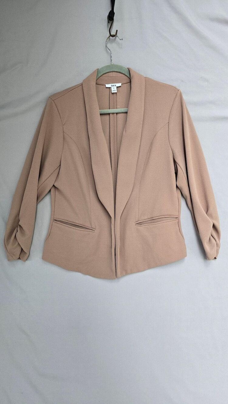 Bar III Blazer Jacket Womens Petite PL Beige Open Front Shawl Workwear Office